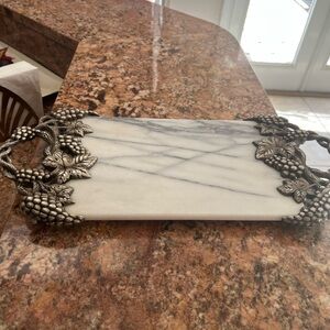 Godinger Marble Tray with Silver Grape Handles